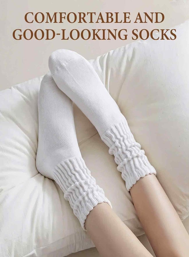 Gaahkai 6 Pairs High White Socks Women, Long Scrunch Tube Socks 5-8 Size - Image 5
